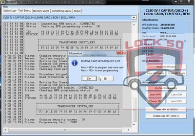 Offline Version of software only SW 01  -  FREE with Lock50 HW01  Renault Clio Captur Precoding Dealer Keycard with known PIN CODE, 13 image