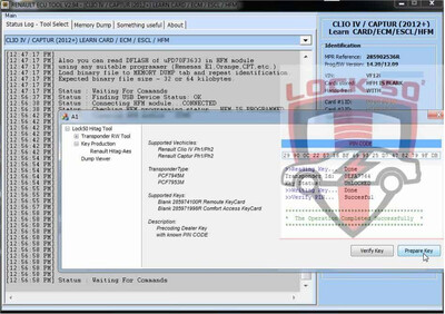 Offline Version of software only SW 01  -  FREE with Lock50 HW01  Renault Clio Captur Precoding Dealer Keycard with known PIN CODE, 8 image