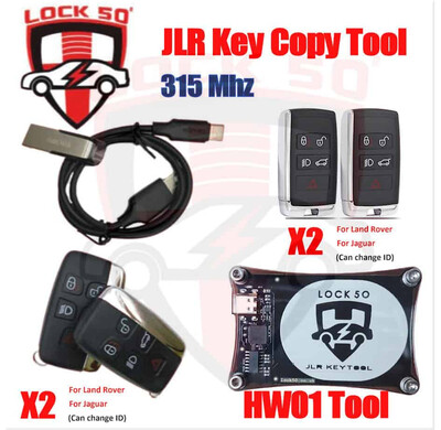 Lock50 HW01 JLR Transponder Key Copy & Unlocking & Change ID Emulator Programming Tool, Number of Lock50 Change ID Oem Grade Keys Included  with Case: Included 2X  HW06 + 2X HW14  315 Mhz for USA/Canada , 2 image
