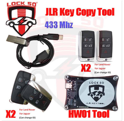 Lock50 HW01 JLR Transponder Key Copy & Unlocking & Change ID Emulator Programming Tool, Number of Lock50 Change ID Oem Grade Keys Included  with Case: Included 2X  HW05 + 2X HW13  433 Mhz for UK Europe Rest of World, 2 image