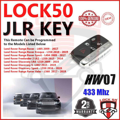 OEM Lock50 JLR Key HW07 433 Mhz With RKE PKE Keyless Functions 2010 to 2020