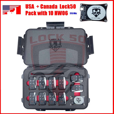 Lock50 HW01 JLR Transponder Key Copy & Unlocking & Change ID Emulator Programming Tool, Number of Lock50 Change ID Oem Grade Keys Included  with Case: Include 10  HW06 JLR Key Emulator 315 Mhz for USA/Canada , 2 image