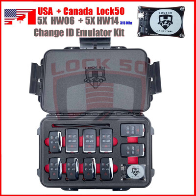 Lock50 HW01 JLR Transponder Key Copy & Unlocking & Change ID Emulator Programming Tool, Number of Lock50 Change ID Oem Grade Keys Included  with Case: Included 5X  HW06 + 5X HW14  315 Mhz for USA/Canada , 2 image
