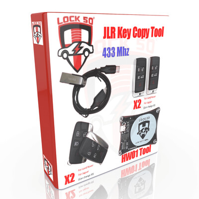 Lock50 HW01 JLR Transponder Key Copy & Unlocking & Change ID Emulator Programming Tool, Number of Lock50 Change ID Oem Grade Keys Included  with Case: Included 2X  HW05 + 2X HW13  433 Mhz for UK Europe Rest of World